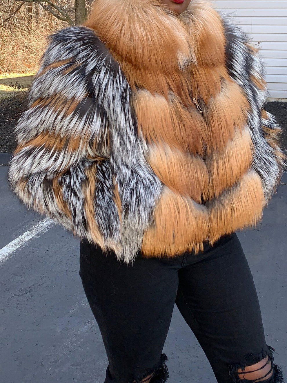 Faux Fox Fur Patchwork Jacket