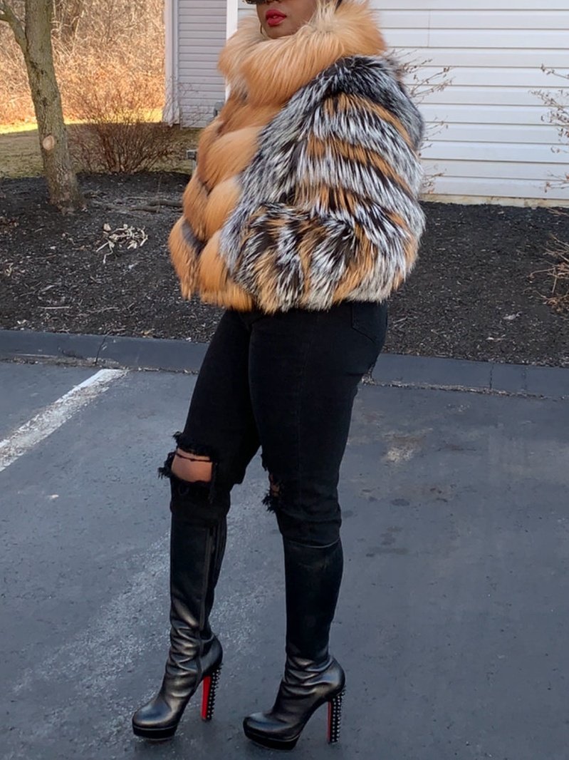 Faux Fox Fur Patchwork Jacket