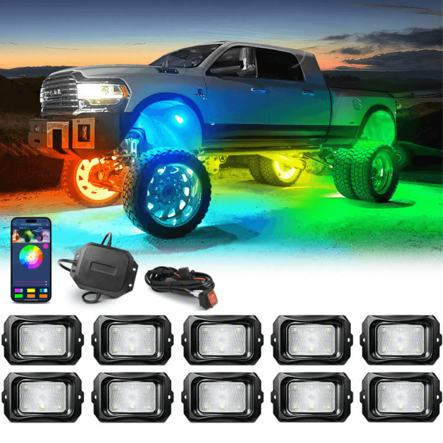 C2 Max RGB+IC Chasing Color Rock Lights Kit, 2-24 Pods, IP68 Waterproof