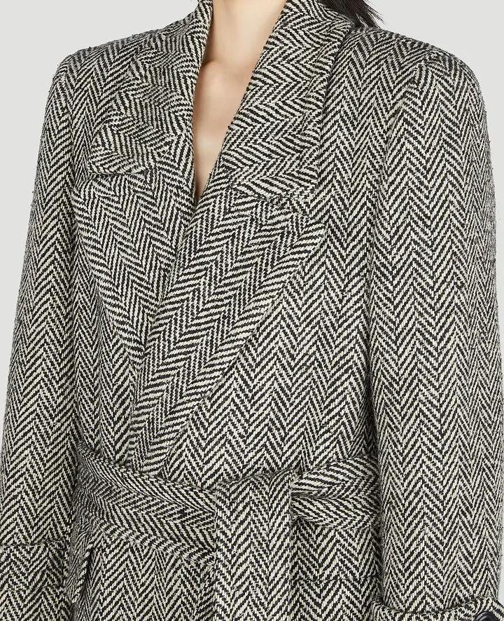 Oversized Coat in Chevron Wool