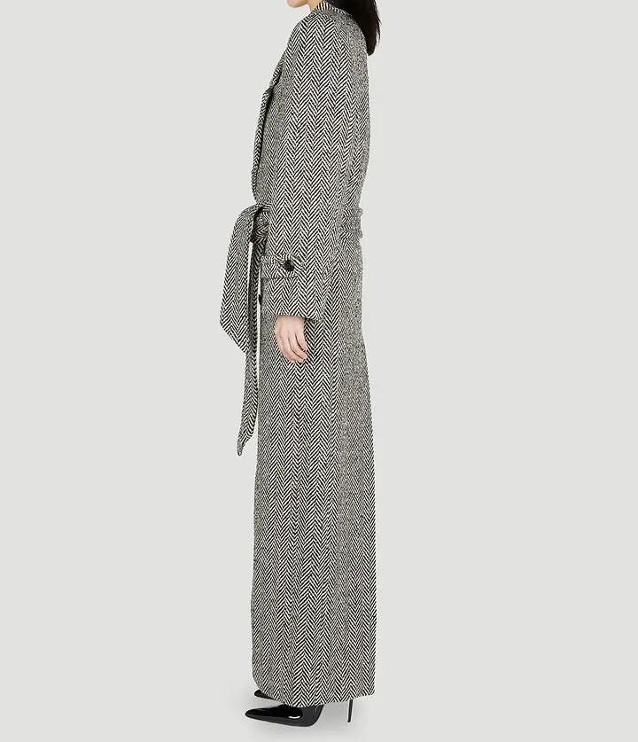 Oversized Coat in Chevron Wool